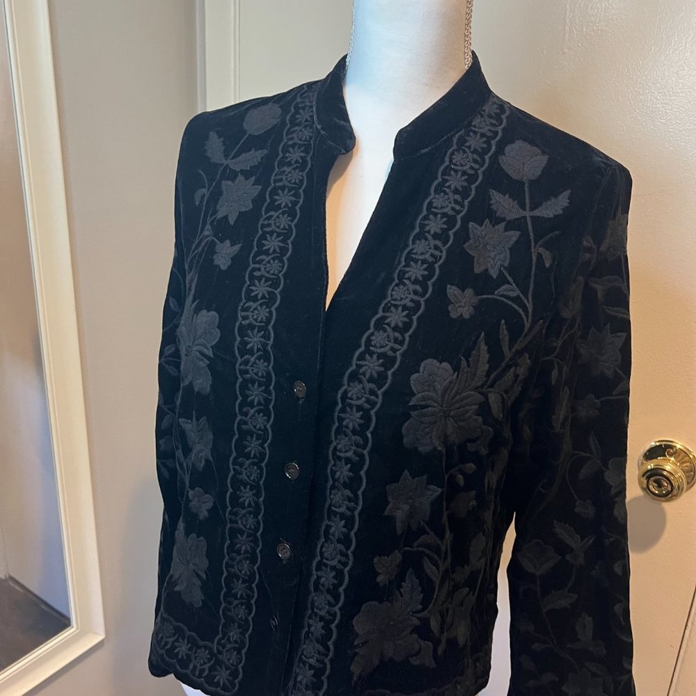 Zara Black Floral Embroidered Blazer Jacket - Picture 7 of 13